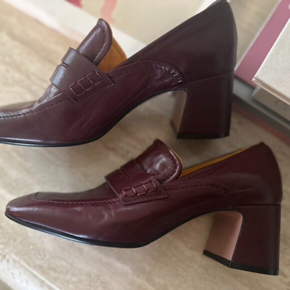 Mara Bini Leather Heeled Loafers - Picture 3 of 11